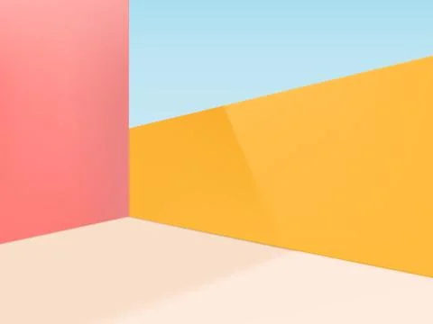 Vector Minimal Geometric Shapes Studio Shot Background. Pink, Beige &amp; Yellow Stock Illustration
