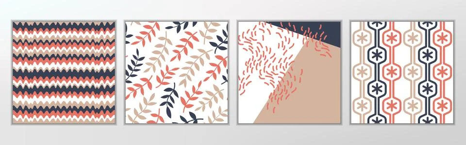 Vector Minimal Graphic Elements Line Art &amp; Leaf Pattern Set 스톡 일러스트