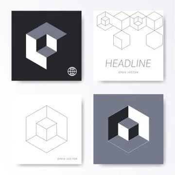 Vector minimalist cube design card cover templates Illustrazione stock