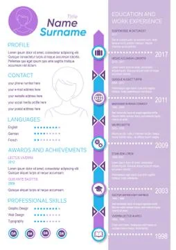 Vector minimalist cv template for ladies Stock-Illustration