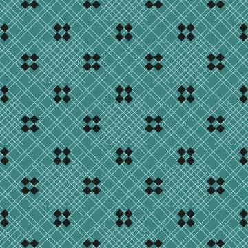 Vector minimalist geometric seamless pattern with small crosses, squares. Sim Stock Illustration