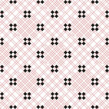 Vector minimalist geometric seamless pattern with small crosses, squares. Sim Stock Illustration