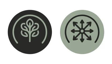 Vector of Minimalist leaf and directional arrows icon set Stock Illustration