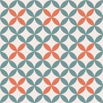 Vector minimalist pattern in mid century geometric design with circles and Stock Illustration