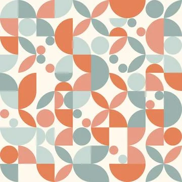 Vector minimalist pattern in mid century geometric design with circles and Stock Illustration