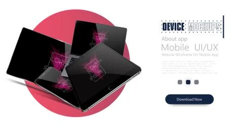 Vector minimalistic 3d isometric illustration set device. Smartphone, laptop Stock Illustration