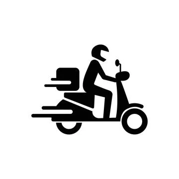 Vector minimalistic delivery express scooter motorbike with stripes in black. Stock Illustration