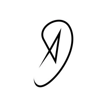 Vector minimalistic ear logo in outline style Stock Illustration