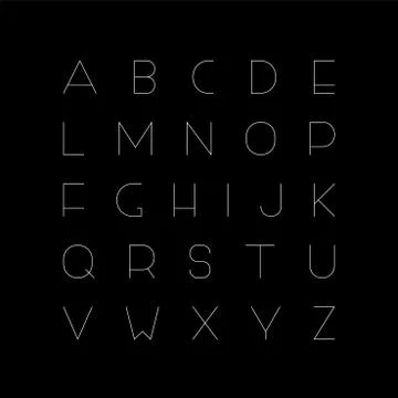 Vector minimalistic font - creative English alphabet, thin latin letters Stock Illustration