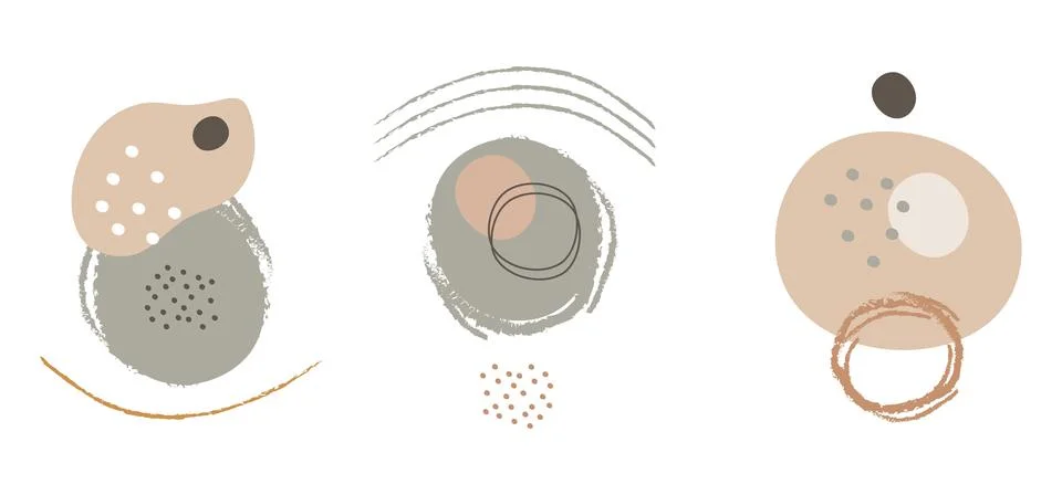 Vector minimalistic illustration set with abstract circles and dots Stock Illustration