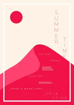 Vector minimalistic poster with typographic design for summer travel Stock Illustration