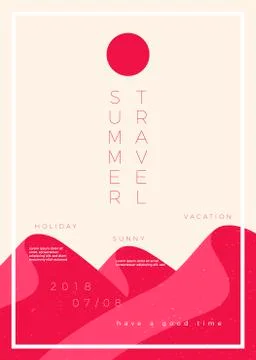Vector minimalistic poster with typographic design for summer, travel Stock Illustration