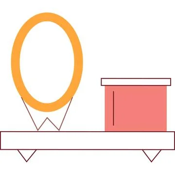 Vector mirror and shelf with box design interior 库存插图