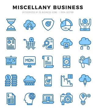 Vector Miscellany Business types icon set in Two Color style. vector illust.. Stock Illustration