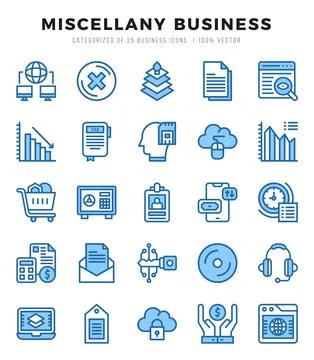 Vector Miscellany Business types icon set in Two Color style. vector illust.. Illustrazione stock