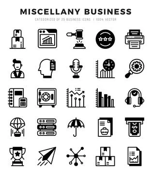 Vector Miscellany Business types icon set in Lineal Filled style. vector il.. Stock Illustration