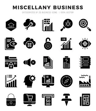 Vector Miscellany Business types icon set in Glyph style. vector illustration Stock Illustration