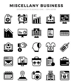 Vector Miscellany Business types icon set in Lineal Filled style. vector il.. Stock Illustration