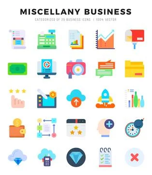 Vector Miscellany Business types icon set in Flat style. vector illustration. Stock Illustration