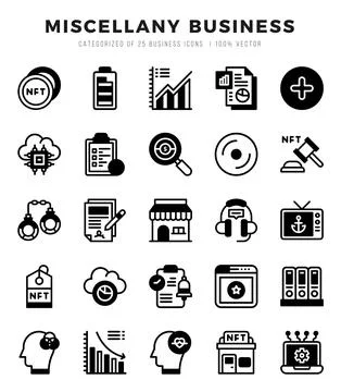 Vector Miscellany Business types icon set in Lineal Filled style. vector il.. Stock Illustration