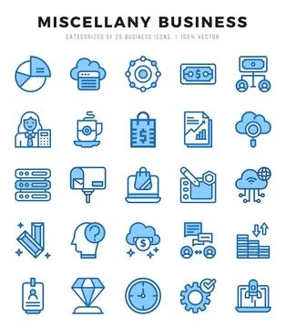 Vector Miscellany Business types icon set in Two Color style. vector illust.. Stock Illustration