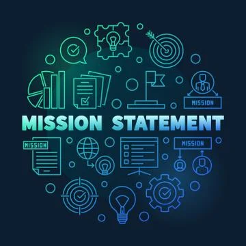Vector Mission Statement round blue outline illustration Illustrazione stock