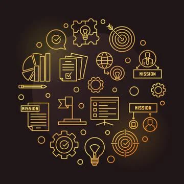 Vector Mission Statement round golden outline illustration Stockillustratie
