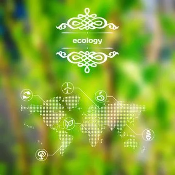 Vector mobile and web interface with ecology icons Stock Illustration