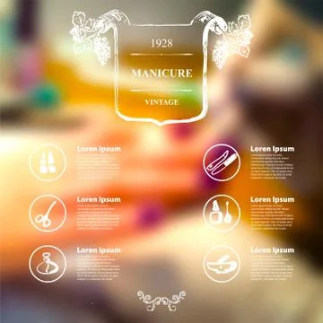 Vector mobile and web interface with manicure icons Stock Illustration