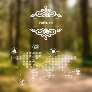 Vector mobile and web interface with nature and forest Stock Illustration