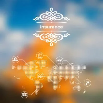 Vector mobile and web interface with insurance Stock Illustration