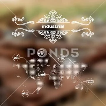 Vector mobile and web interface with construction machinery Ilustração Stock
