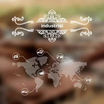 Vector mobile and web interface with construction machinery Stock Illustration