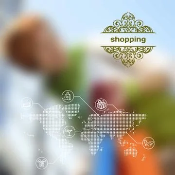 Vector mobile and web interface with shopping Stock Illustration