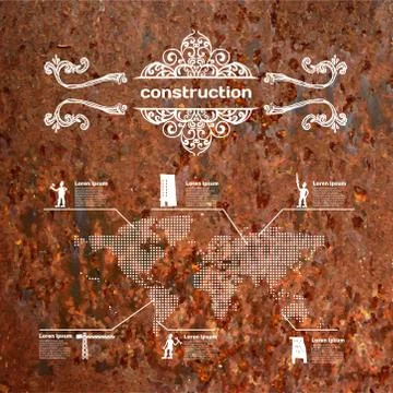 Vector mobile and web interface with rusty background on construction Stock Illustration