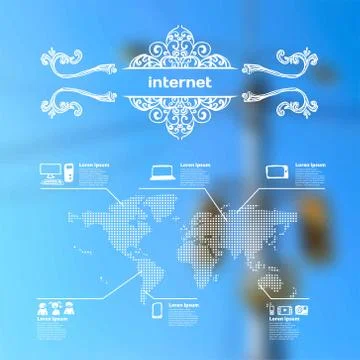 Vector mobile and web interface global network theme Illustrazione stock