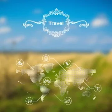 Vector mobile and web interface travel theme Stock Illustration