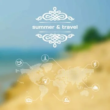 Vector mobile and web interface summer travel theme Stock Illustration