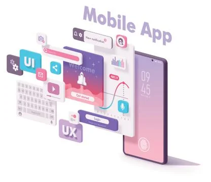 Vector mobile app creation illustration 스톡 일러스트