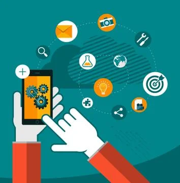 Vector mobile app development concept illustration Illustrazione stock