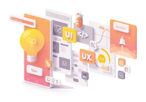 Vector mobile app development concept 스톡 일러스트