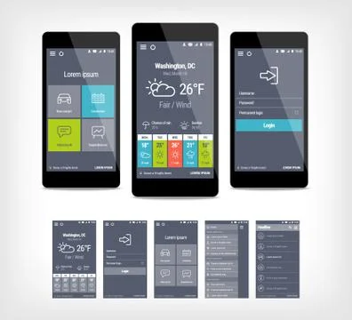 Vector mobile app ui set of modern design. Stock-Illustration
