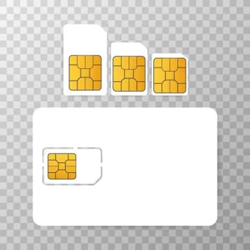 Vector Mobile Cellular Phone Sim Card Chip Isolated on Background. Vector ill Stock Illustration