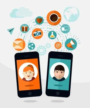 Vector mobile communication concept illustration Stock Illustration