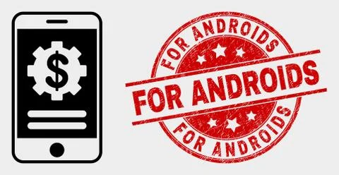 Vector Mobile Financial Options Icon and Grunge For Androids Seal Illustrazione stock