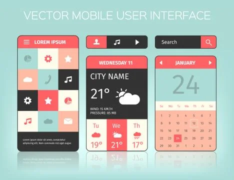 Vector mobile interface elements 스톡 일러스트