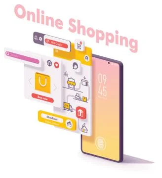 Vector mobile online shopping app concept Stock Illustration