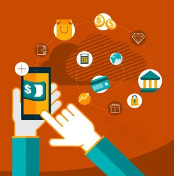 Vector mobile payment concept illustration Stock Illustration