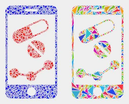 Vector Mobile Pharmacy Chart Mosaic Icon of Triangle Elements Illustrazione stock