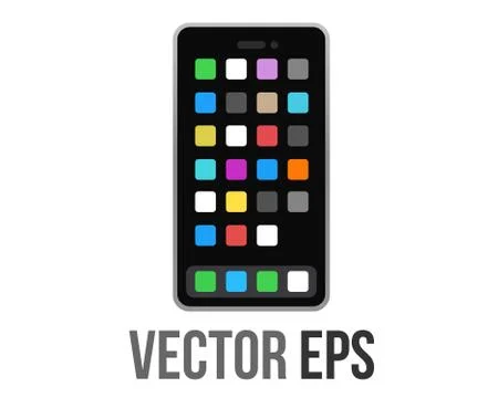 Vector mobile phone icon with rightward arrow pointed at it from left Stock Illustration